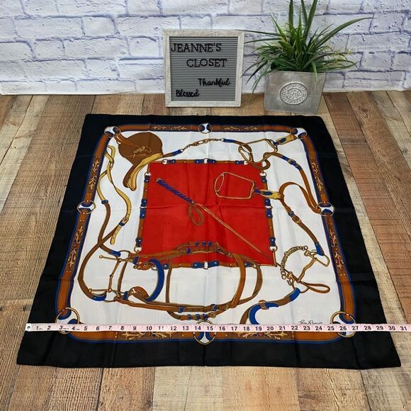 Gim Renoir vintage scarf equestrian print - Picture 4 of 10